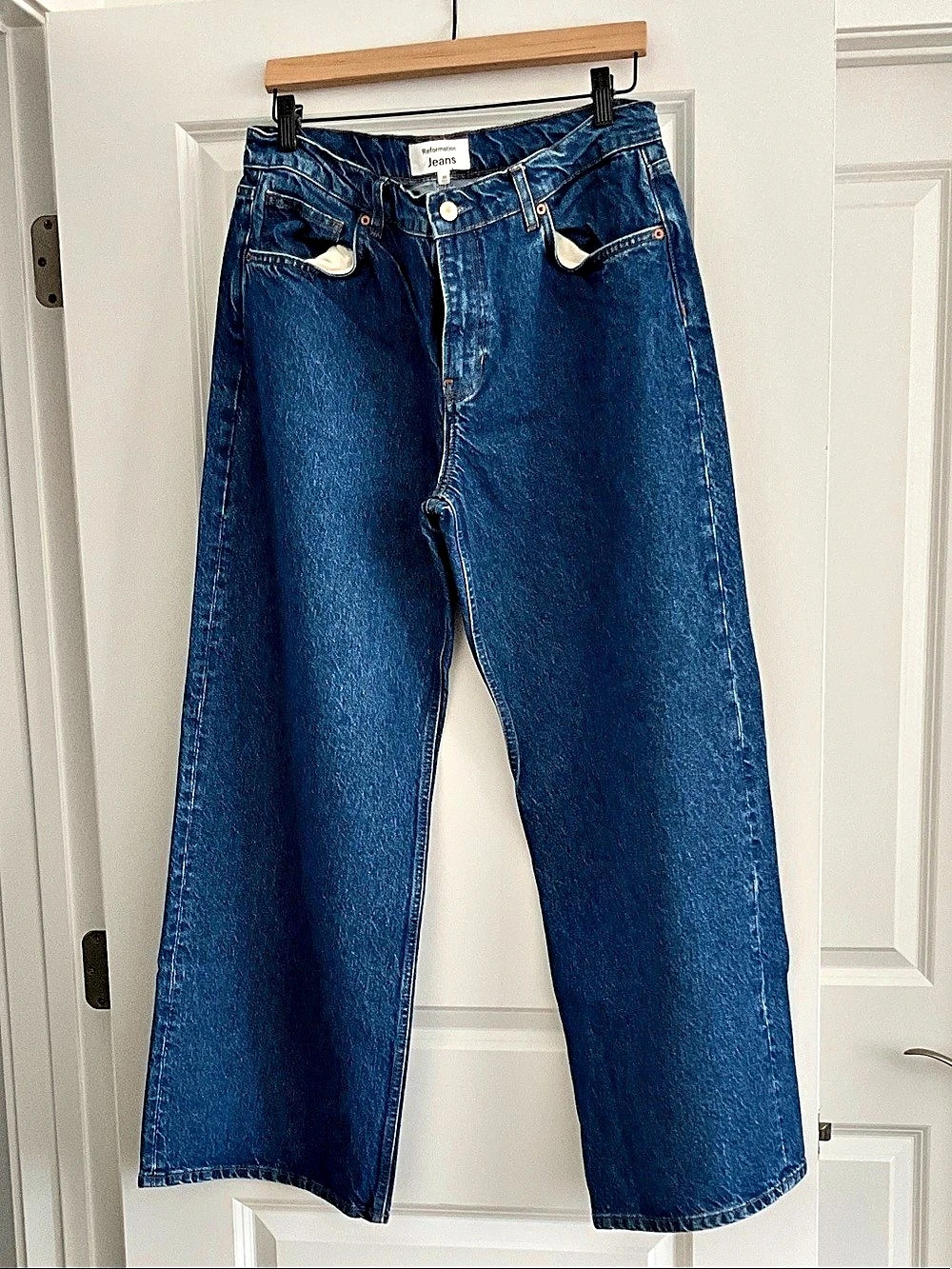 Reformation Jeans Wide Leg in Blue Waist 30